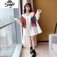 女童春装衬衫裙2022新款韩版儿童洋气裙子女孩披肩连衣裙两件套夏 七色王国
