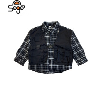 伟伟同款男童格子衬衫秋季新款假两件儿童时髦炸街衬衣潮宝宝外套 七色王国