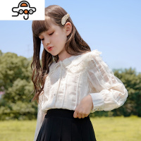 女童衬衫儿童长袖上衣2022新款春秋女大童雪纺衫洋气秋装童装衬衣 七色王国