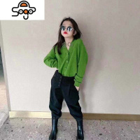 女童毛衣外套2022春季新款中大童百搭休闲牛油果开衫儿童针织衫潮 七色王国