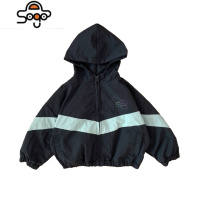 伟伟同款儿童外套春秋季新款男童连帽拼色风衣宝宝帅气潮范上衣 七色王国