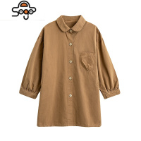 琳婉婉童装秋季女童儿童娃娃领纯色简约中长款外套风衣休闲上衣 七色王国