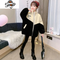 香港女童羊羔毛夹棉外套2022秋冬新款洋气韩版中大童加厚毛毛衣潮 七色王国