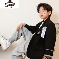 童装潮儿童外套男童礼服西装春秋款2022新款炸街中大童秋装 七色王国