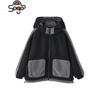 男童小熊玩偶毛绒外套2022冬季中大童拼接连帽保暖上衣潮 七色王国