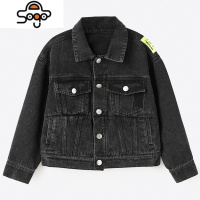 童装秋装新品女童外套牛仔短款外套黑色牛仔服潮童亲子装 七色王国