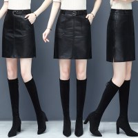 小皮裙女秋冬2019新款高腰包臀显瘦A字中长款一步裙子半身裙气质