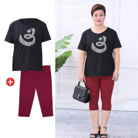 奶奶装夏装胖妈妈加肥加大码女装200斤中老年人妈妈款t恤短袖50岁