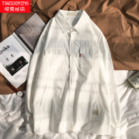 工装长袖衬衫男士宽松港风衬衣2019春季新款韩版潮流学生百搭上衣