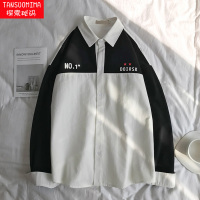 港风长袖衬衫男士春季2019新款学生韩版潮流宽松寸衫男装帅气衬衣