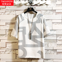 短袖T恤男士夏季2019新款韩版潮流宽松五分袖上衣学生半袖体恤衫