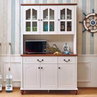 田园实木餐边柜酒柜现代简约储物柜地中海茶水柜白色碗柜