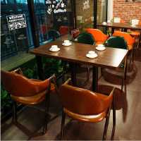 咖啡馆桌椅组合餐台椅子复古铁艺西餐厅汉堡店火锅店酒水吧