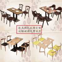 汉堡快餐桌子餐台甜品奶茶西餐厅蛋糕店小吃店桌椅组合商用经济型