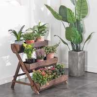 三层种植花盆架阳台室外防腐木多层花架实木阶梯式户外庭院花架子