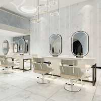 美发店镜台镜子发廊专用带灯大理石镜台简约美发镜子