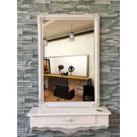 时尚美发镜台欧式简约镜子发廊剪发镜单面壁挂复古化妆镜台