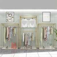 服装店展示架铁艺落地式服装架双层衣架男女装店铺挂衣架轻奢