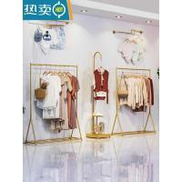 服装店衣架展示架金色陈列架落地式女装店货架童装店挂衣架