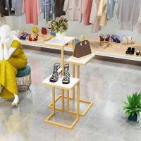 落地服装店展示架金色橱窗高低鞋包陈列架中岛柜商场展示台流水台