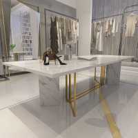 壹家服装店展示桌子高低流水台展示台中岛服装架鞋包橱窗大理石桌