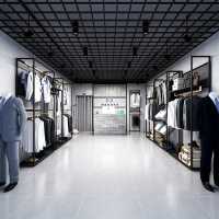 高档男装店铺服装展示架落地式组合多层鞋帽货架挂衣服架子挂金色