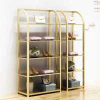 万坚服装店展示架金色货架多层鞋店橱窗落地包包五层收纳架省空间
