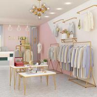 商场橱窗服装店中岛展示架长方形高低包包鞋架金色流水台展示桌子