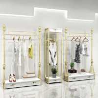 金色服装店衣架展示架女装店铺货架落地式陈列架服装架配仿真抽屉