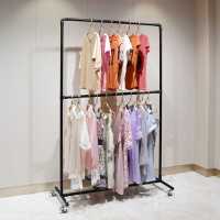 双层衣架服装展示架落地式童装挂衣架中岛架服装龙架面料布料架