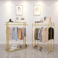 服装店中岛架落地式双排挂衣杆男女童装店衣架陈列货架衣服展示架