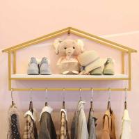 创意童装店货架展示架上墙壁挂式简约儿童服装店铺挂衣架侧挂金色