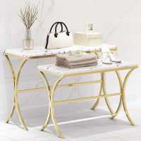 万坚服装店中岛流水台轻奢金橱窗展示桌子男女装店鞋包置物架