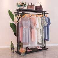 铁艺服装架服装店衣架展示架中岛双排货架女装店双杠衣服架子