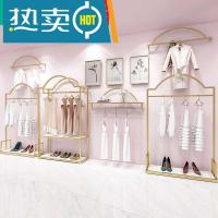 服装店展示架壁挂式女装专用金色装饰货架家具衣服架子店铺挂衣杆