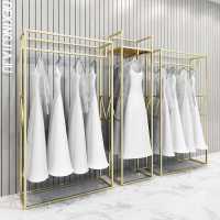 【金色婚纱架服装店铺展示架落地式挂礼服货架高档挂衣架子