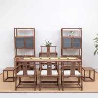 茶桌椅组合禅意家具北美黑胡桃实木茶台老榆木免漆茶室会所