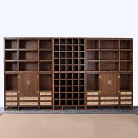 老榆木实木书柜北美黑胡桃展示柜收纳柜多宝阁博古架可