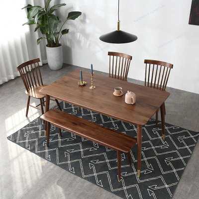 北美黑胡桃木餐桌 全实木餐桌椅组合 一桌六椅黑胡桃木家具