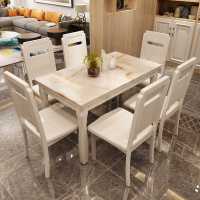 大理石餐桌椅组合现代简约家用4人6人饭桌子小户型轻奢实木餐桌