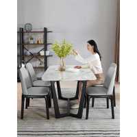 大理石餐桌椅组合 简约现代实木餐桌 小户型家用长方形饭桌