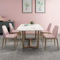 大理石餐桌简约现代小户型实木餐桌椅组合家用风餐桌