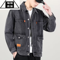 希杰狮王工地干活电焊工防烫耐磨工作服衬衫男秋季新款长袖牛仔夹克外套男