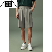 希杰狮王2023新款男士夏季腰带款短裤免烫休闲西装五分裤垂坠感5分裤子