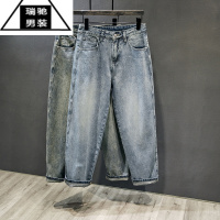 希杰狮王男牛仔裤阔腿春款宽松潮牌vibe风高街裤子男款休闲复古嘻哈直筒裤
