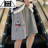 希杰狮王美式大码冰丝短裤男款夏季薄款小熊初中生裤子潮牌宽松休闲五分裤