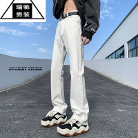 希杰狮王美式vibe裤子ootd高街黑色高弹力牛仔裤男款修身直筒显瘦微喇叭裤