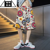 希杰狮王潮牌沙滩裤男夏季休闲大裤衩花短裤宽松可下水薄款冰丝速干五分裤