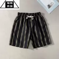 希杰狮王冰丝花短裤男夏季薄款休闲宽松外穿大裤衩海边五分沙滩裤