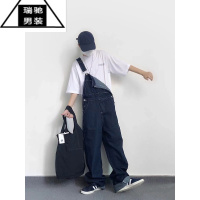 希杰狮王奶系设计感小众背带裤男女同款美式复古直筒宽松牛仔裤工装连体裤
